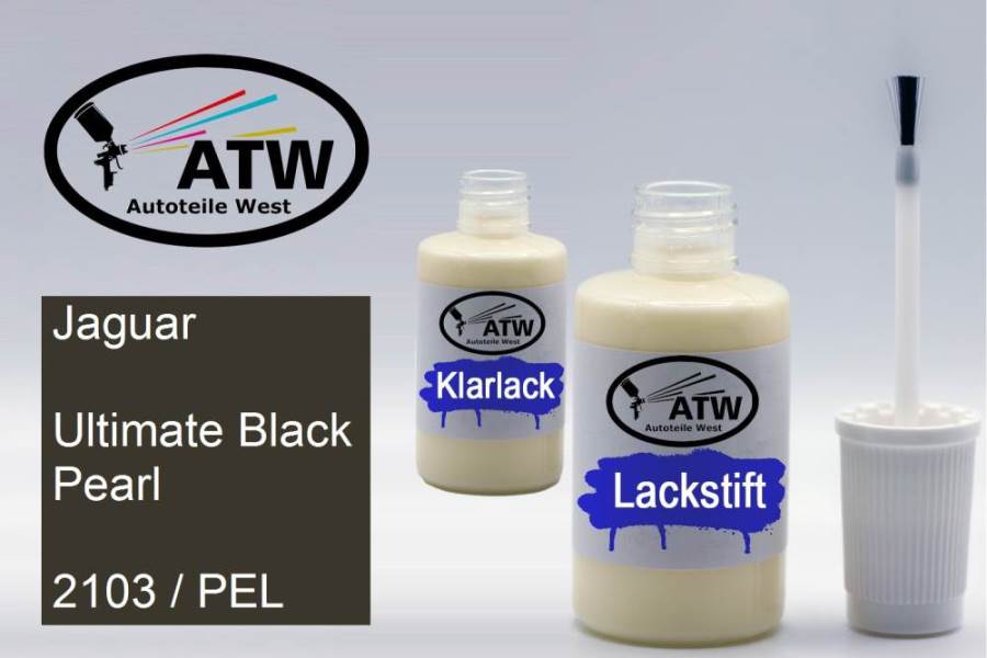 Jaguar, Ultimate Black Pearl, 2103 / PEL: 20ml Lackstift + 20ml Klarlack - Set, von ATW Autoteile West.